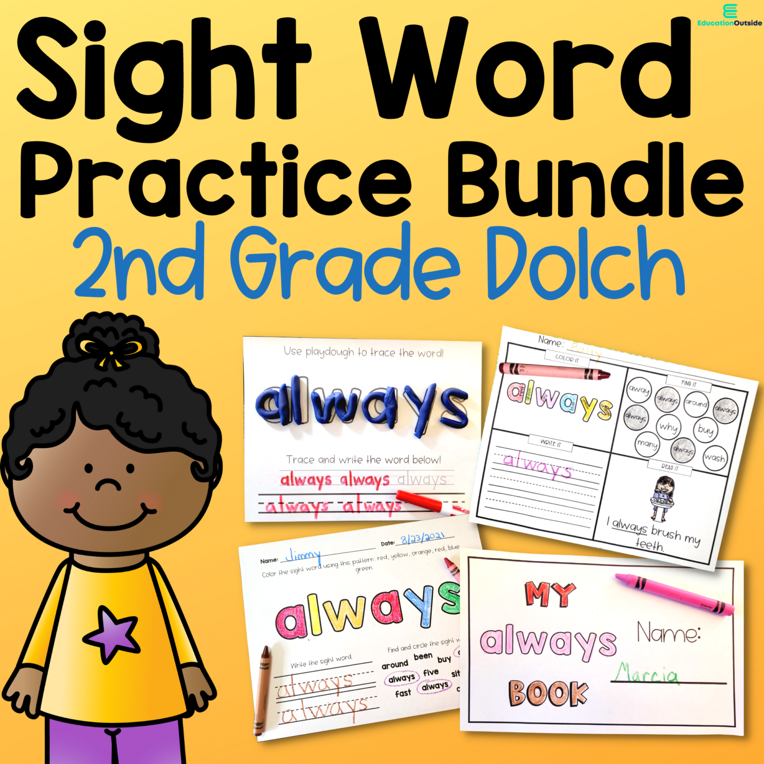 Sight Word Practice Packet 2nd Grade Dolch Words 