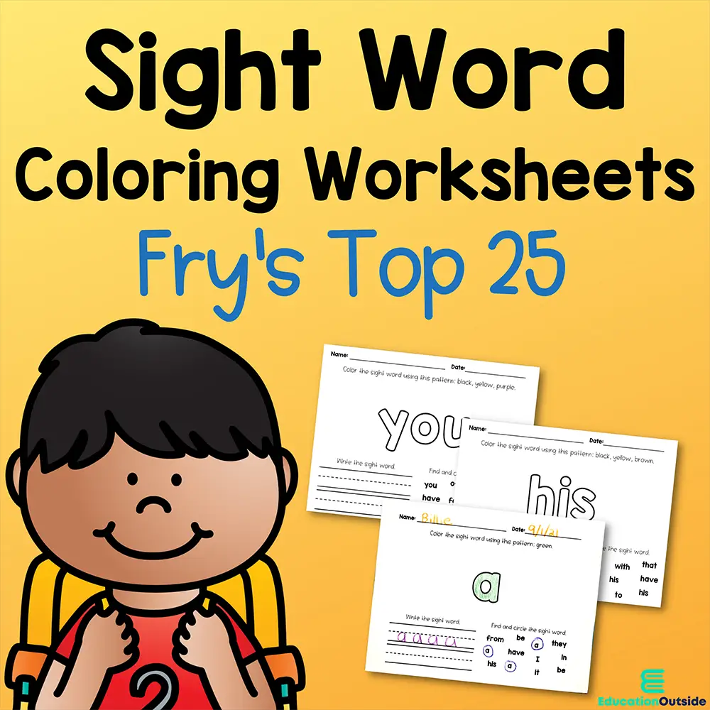 sight word coloring worksheets fry s top 25 no prep printable set