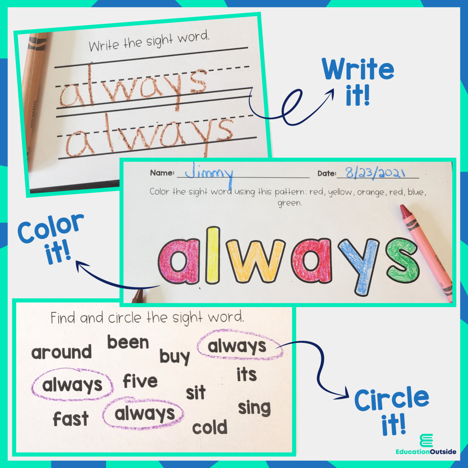 Sight Word Coloring Worksheets (2nd Grade Dolch) - NO PREP Printable Set