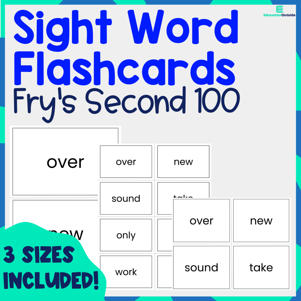 Fry's Second 100 Sight Words Flashcards (101-200) - 3 Sizes Included!
