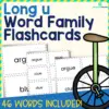 Long u Word Family Flashcards (-une, -ute, -ue, -ube, -ew, u-) - 3 Sizes Included - No Prep!