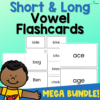 Short & Long Vowel Mega Flashcard Packet (a, e, i, o, u) - 3 Sizes Included!