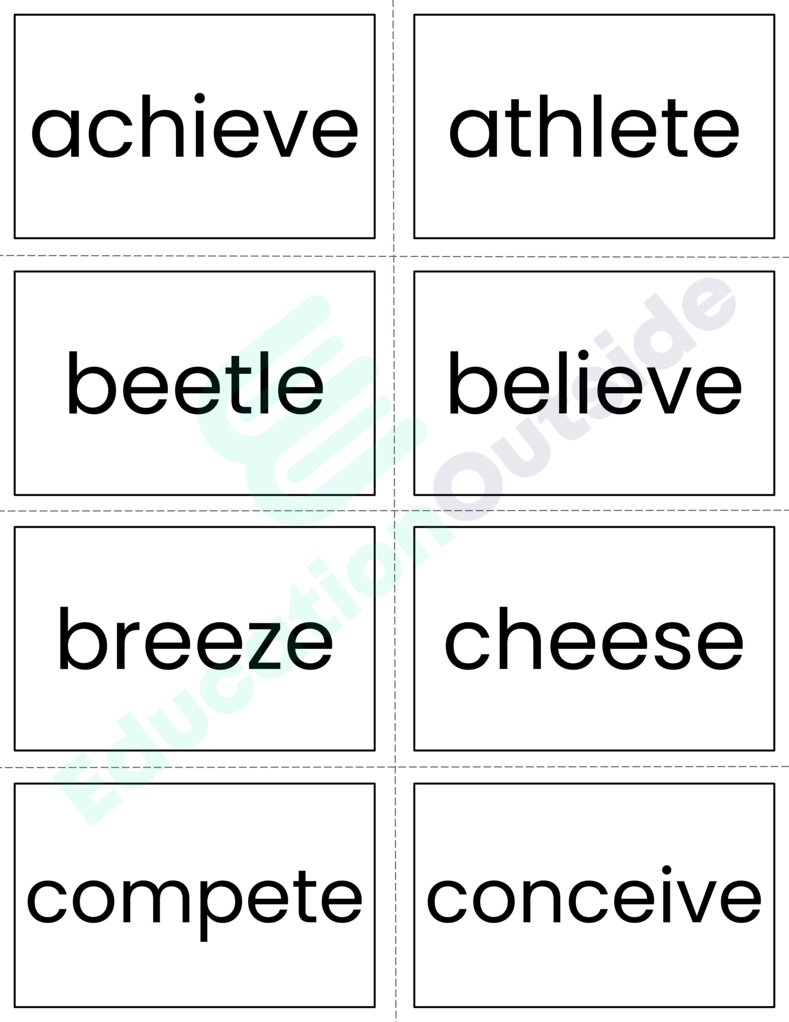 Long e / Silent e Flashcards - 3 Sizes Included - No Prep!