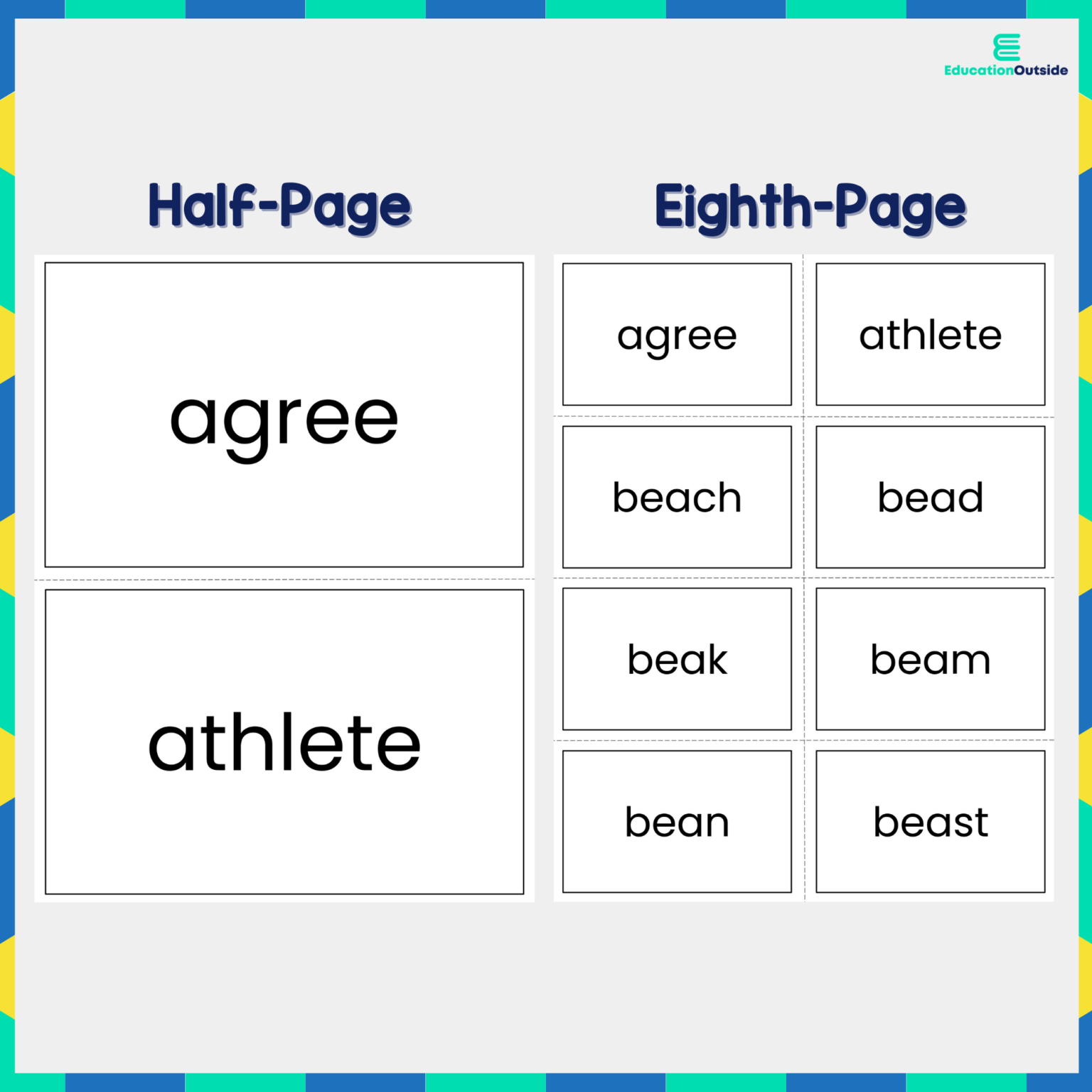 Long e Flashcards - No Prep - Print and Practice