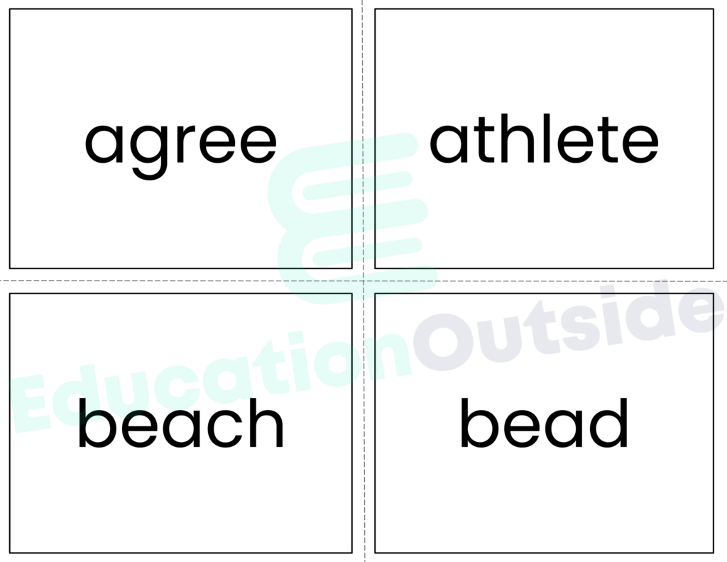Long e Flashcards - No Prep - Print and Practice