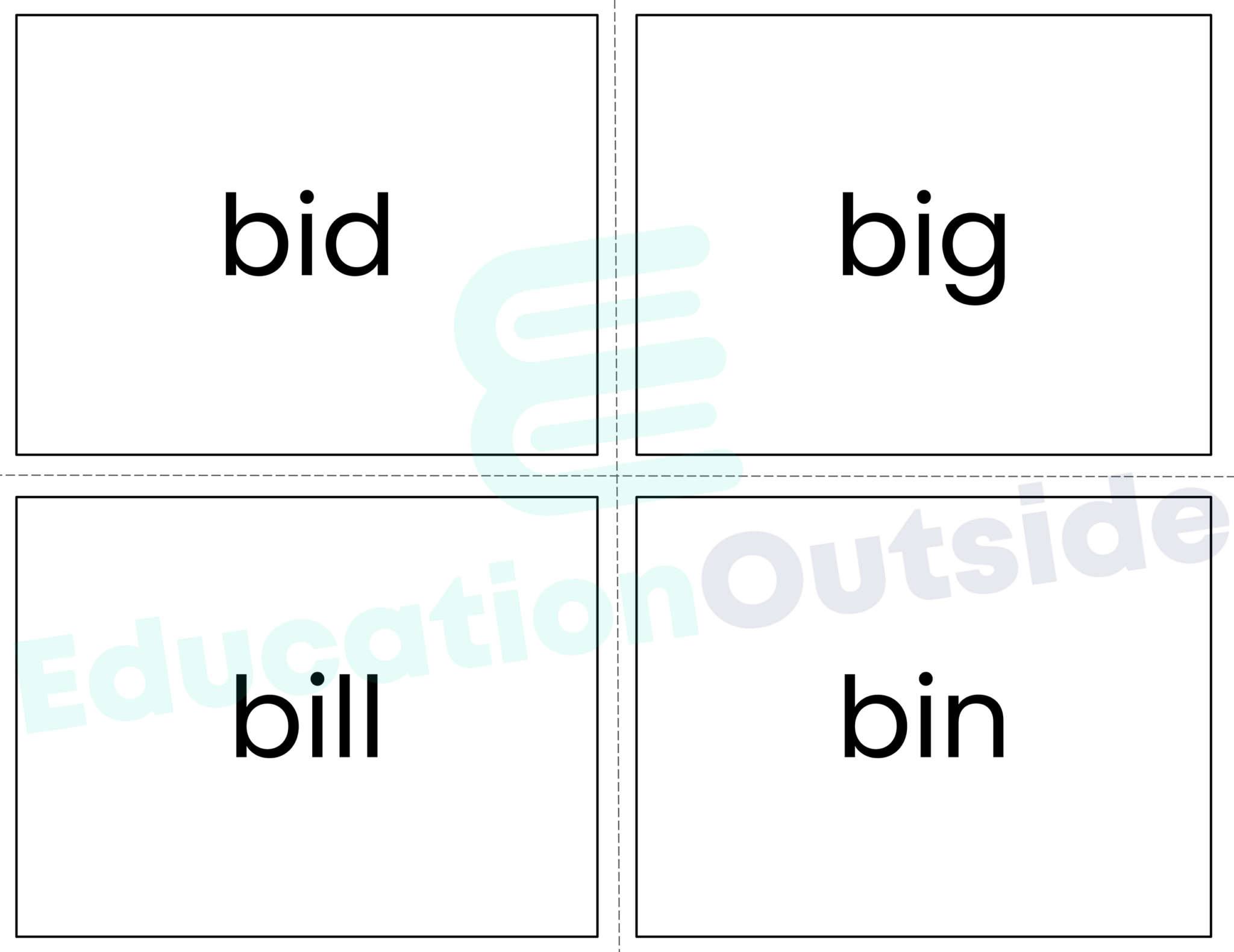 Short i Flashcards - 3 Sizes Included!