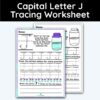 Capital Letter J - Tracing Worksheet