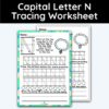 Capital Letter N - Tracing Worksheet