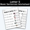 Letter S - Basic Sentences Worksheet
