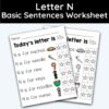 Letter N - Basic Sentences Worksheet