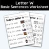 Letter W - Basic Sentences Worksheet