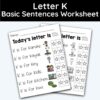 Letter K - Basic Sentences Worksheet