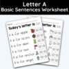 Letter A - Basic Sentences Worksheet