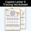 Capital Letter E - Tracing Worksheet