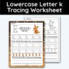 Lowercase Letter k - Tracing Worksheet