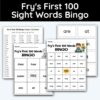 Fry's First 100 Sight Words Bingo - 8 and 24 Square Grids Included!