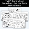 will Sight Word Search Across The Path Worksheet