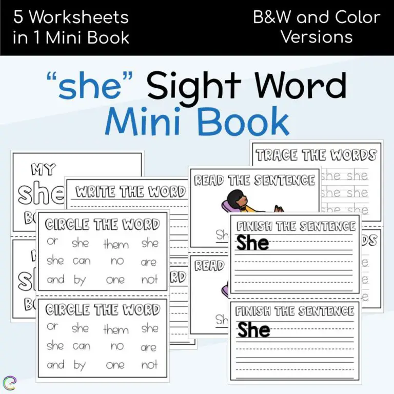 she Sight Word Worksheets & Activities [Free Printables]