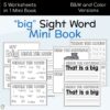 big Sight Word Mini Book