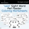 said Sight Word Pet Feeder Coloring Page