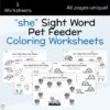 she Sight Word Pet Feeder Coloring Page