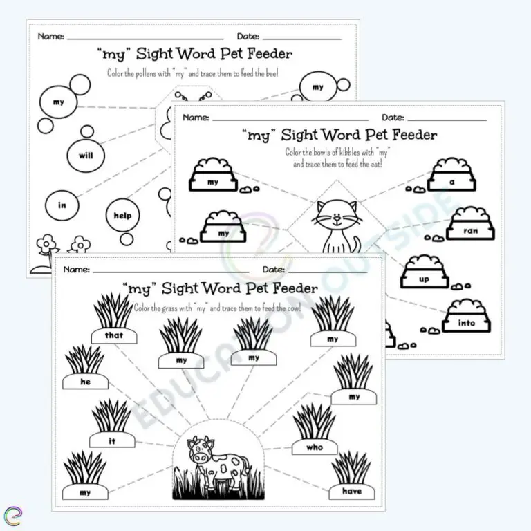 my Sight Word Pet Feeder Coloring Page