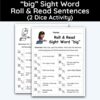 big Sight Word - Roll & Read Sentences (2 Dice Activity)