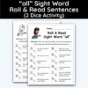 all Sight Word - Roll & Read Sentences (2 Dice Activity)