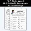 in Sight Word - Roll & Read Sentences (2 Dice Activity)