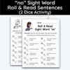 no Sight Word - Roll & Read Sentences (2 Dice Activity)