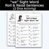 we Sight Word - Roll & Read Sentences (2 Dice Activity)