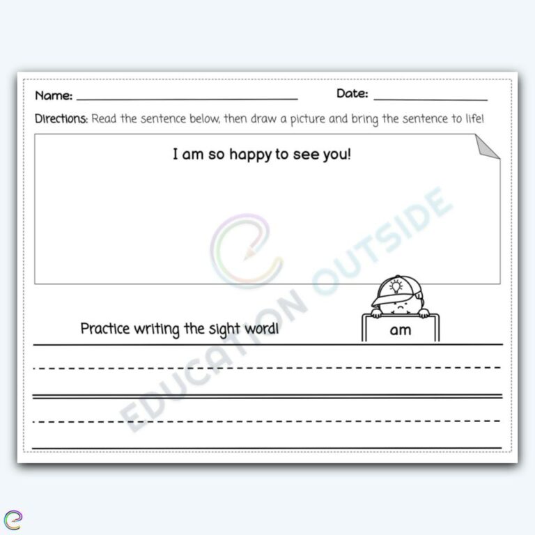 am Sight Word Bring The Sentence To Life Worksheet
