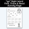 go Sight Word Find, Trace, and Read Activity Page
