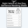 go Sight Word 5 Sentence Word of the Day Reading Practice