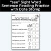 see Sight Word 7 Sentence Reading Practice With Date Mark