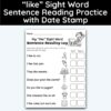 like Sight Word 7 Sentence Reading Practice With Date Mark