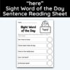 here Sight Word 5 Sentence Word of the Day Reading Practice