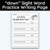down Sight Word Practice Writing The Word Activity Page