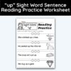 up Sight Word 4 Sentence Reading Practice Worksheet