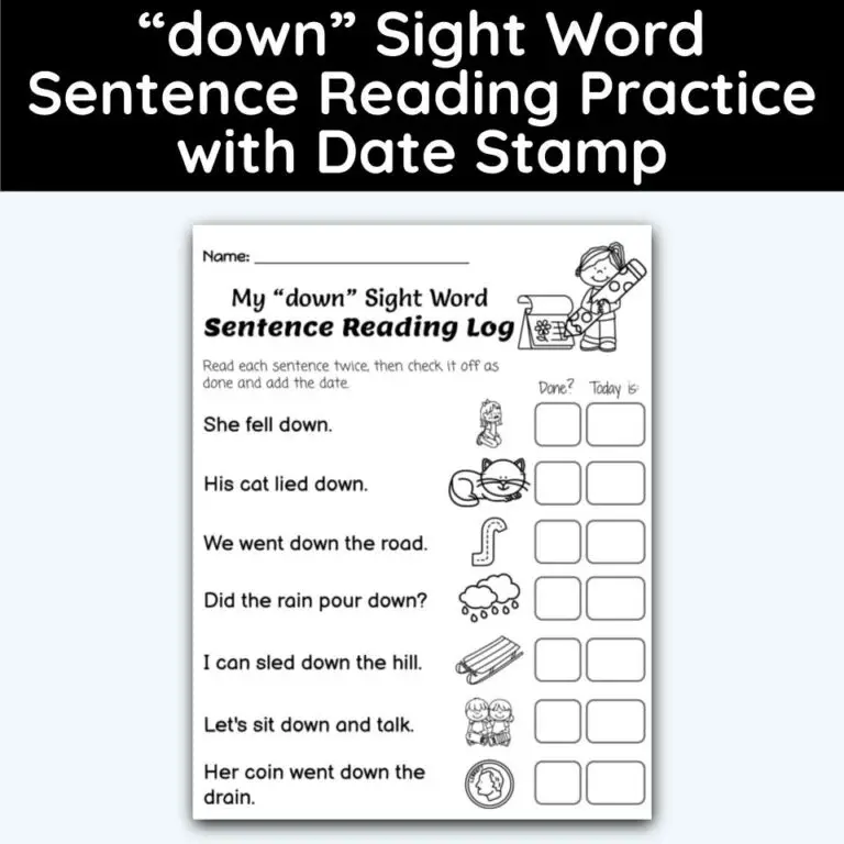 down Sight Word Worksheets & Activities [Free Printables]