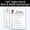 all Sight Word - Roll & Read Sentences (1 Die Activity)