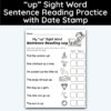 up Sight Word 7 Sentence Reading Practice With Date Mark