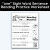 one Sight Word 4 Sentence Reading Practice Worksheet