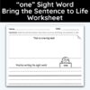 one Sight Word Bring The Sentence To Life Worksheet