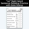no Sight Word 7 Sentence Reading Practice With Date Mark