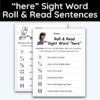 here Sight Word - Roll & Read Sentences (1 Die Activity)