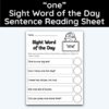 one Sight Word 5 Sentence Word of the Day Reading Practice