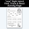one Sight Word Find, Trace, and Read Activity Page