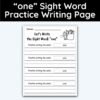 one Sight Word Practice Writing The Word Activity Page