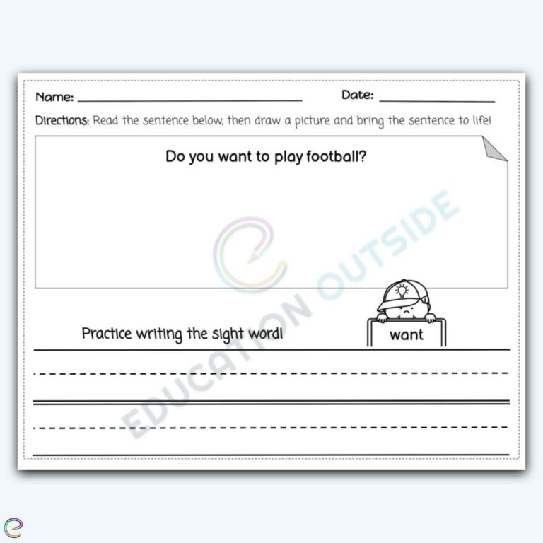 want Sight Word Bring The Sentence To Life Worksheet